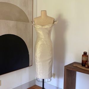 Zac Posen Gold Metallic Cocktail Dress